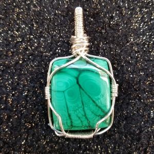 Malachite Sterling Silver Wire Wrapped necklace